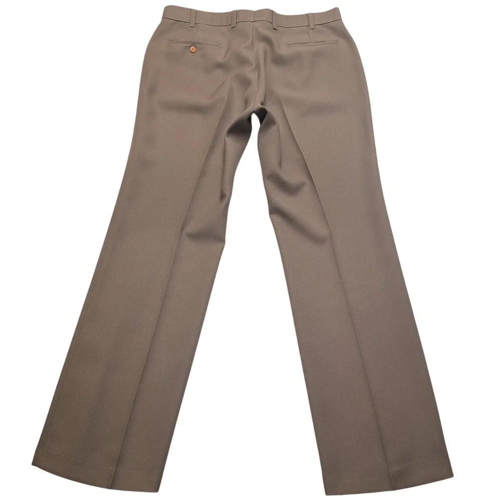 Vintage 70s 80s Levis Action Slacks Mens 35x33 Taupe Brown Straight Leg Trousers